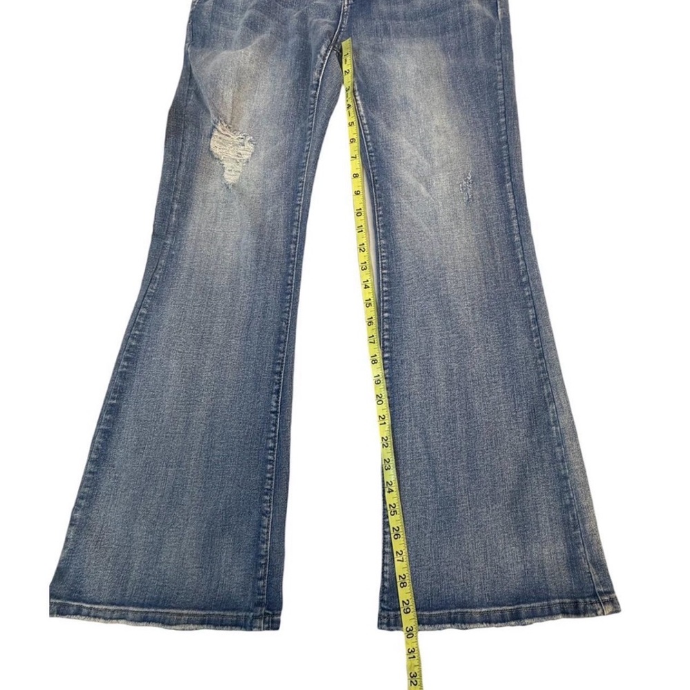 Distressed Medium Wash Flared Jeans Women’s Large Western Boho Denim Classic - Picture 6 of 6